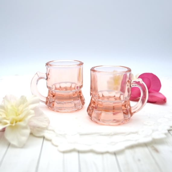 Federal Glass Pink Mug Shot Glasses / Pink Depression Glass / Etsy