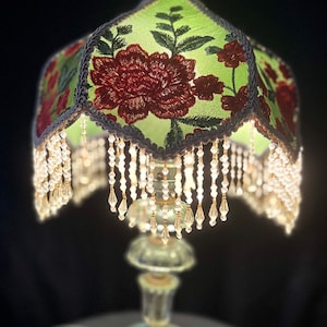 Minty Rose- Handmade Victorian style lampshade