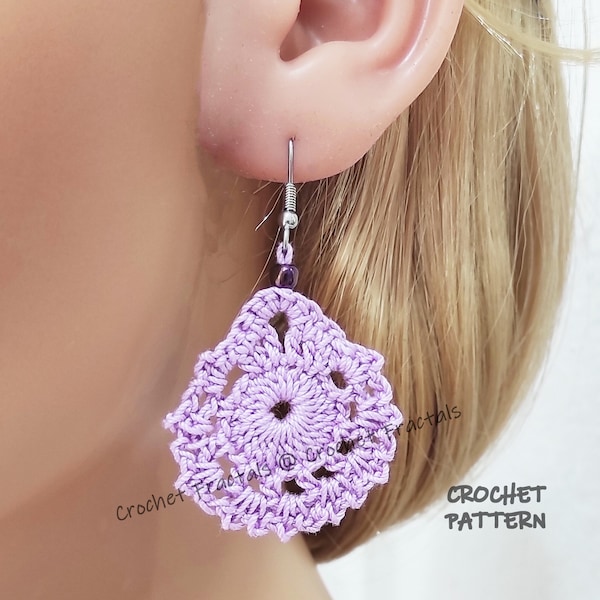 Crochet earrings pattern Spiky Teardrops, Instant pdf download pattern, Easy crochet earrings, Dangle crohet earrings, Crochet teardrop