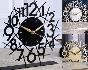 Reloj de sobremesa metálico lineal decorativo 3D 25x23cm