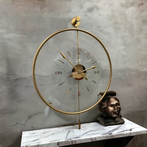 Transparent Luxry Gold , 60 Cm Metal Circle , Modern Decorative Metal Wall Clock 60x80cm