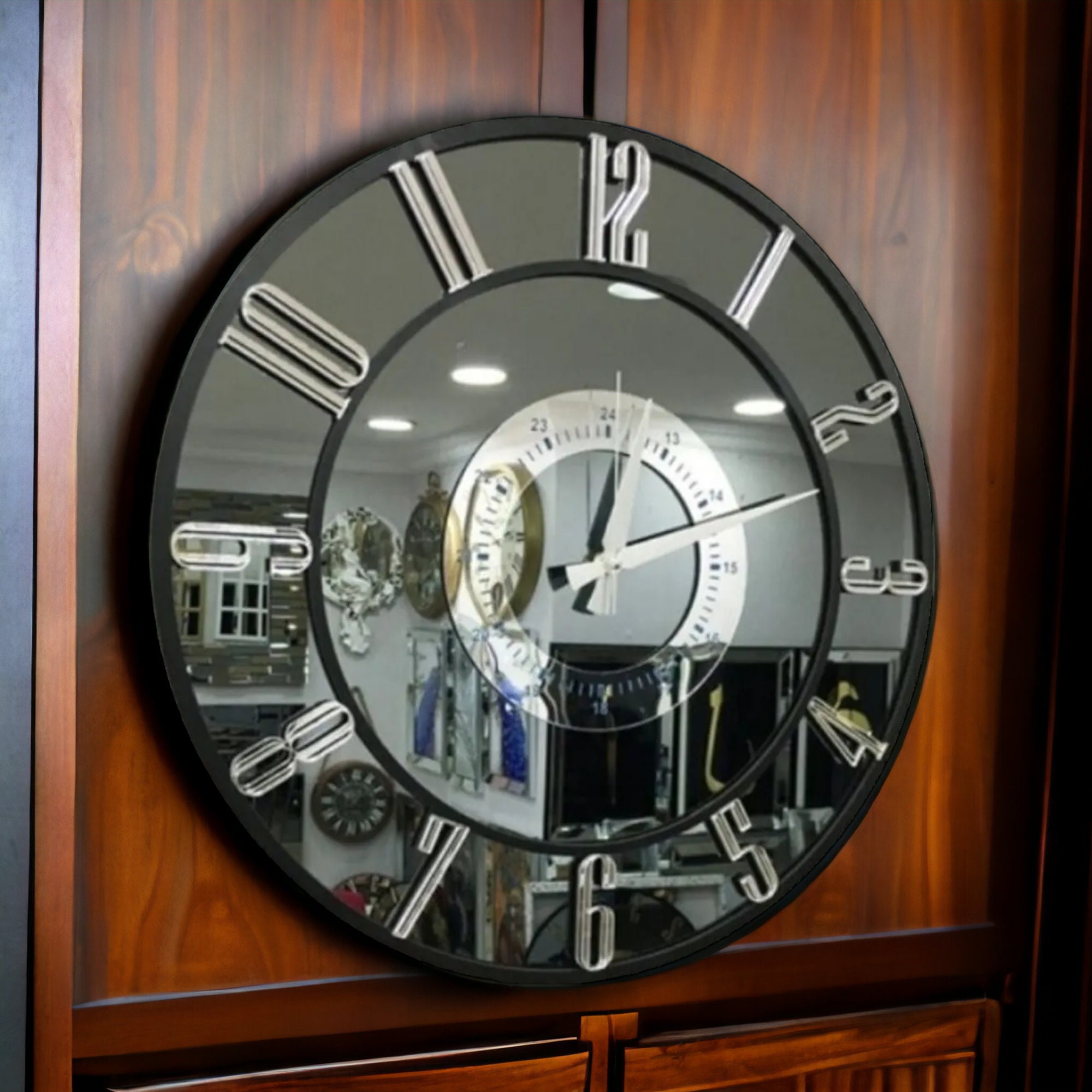 Real Mirror Decorative Wall Clock 40 CM Etsy UK