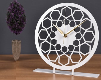 Reloj De Mesa 3D De Metal Blanco Sed 25X23Cm