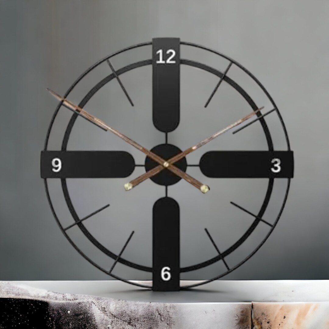 60 Cm Black, Italian Style Modern Wall Clock - Etsy