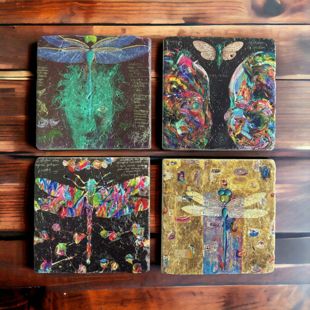 Turkish Painter Ergin Inan Pattern Decorative Natural Stone Coasters ...