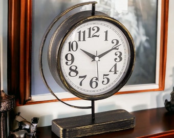 Reloj De Mesa Metal Decorativo 25x19 Cm
