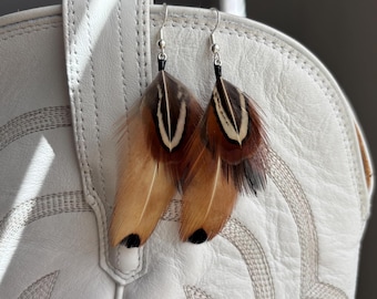 Feather Earrings, Fly Fishing Earrings, Hand Tied Feather Earrings