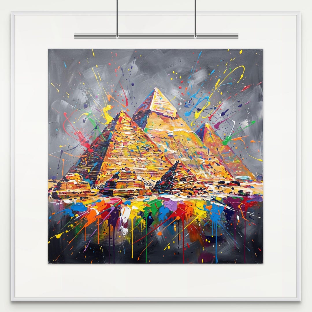 Abstract Pyramids of Giza Printable Art – Colourful Egypt Landscape ...