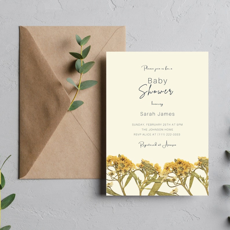 Editable Flower Themed Baby Shower Invitation Digital Download Etsy