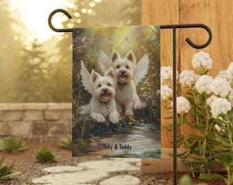 PERSONALIZED Two Westies Memorial Garden Flag, Westie Garden Flag Gift, Westie Lover Gift, Westie Owner Gift, Westie Memorial Yard Flag