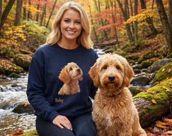 Goldendoodle Portrait Crewneck Sweatshirt, AI-Generated Cute Dog Design, Goldendoodle Lover Gift, Goldendoodle Owner Gift, Goldendoodle Gift