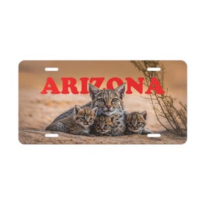 Arizona Eitelkeitsteller, Bobcat Eitelkeitsteller, Arizona Bobcat Familie Eitelkeitslizenz Schild, Arizona Eitelkeitsteller Geschenk, Arizona Natur Geschenk Bild 2
