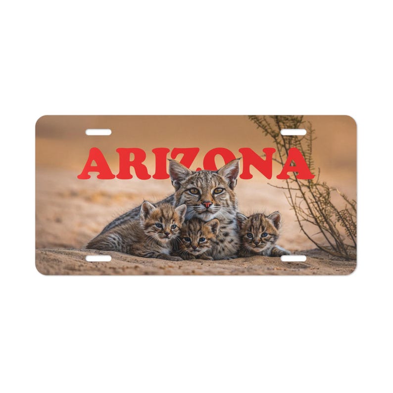 Arizona Eitelkeitsteller, Bobcat Eitelkeitsteller, Arizona Bobcat Familie Eitelkeitslizenz Schild, Arizona Eitelkeitsteller Geschenk, Arizona Natur Geschenk Bild 2