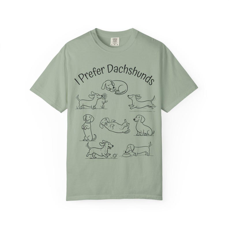 Camiseta "Eu Prefiro Dachshunds", Camiseta Comfort Colors para Cães, Camiseta com Poses Fofas de Dachshund, Presente Divertido para Mãe de Dachshund, Roupa Minimalista para Cães imagem 8