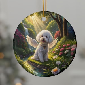 PERSONALIZED Ceramic Bichon Frise Memorial Ornaments, Cherished Pet Memorial, Gift for Dog Lovers, Pet Lovers Ornament, Bichon Memorial Gift