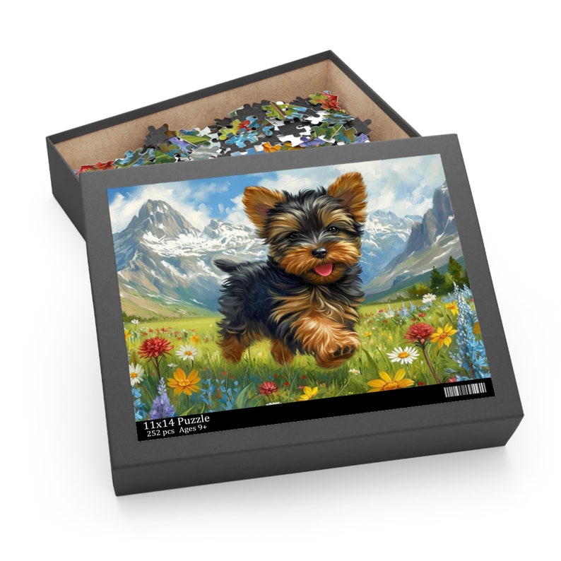 Playful Yorkie Puppy Puzzle 120, 252, 500piece, Yorkie Puzzle Gift