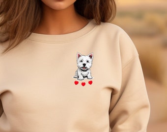 Westie and Hearts Unisex Heavy Blend™ Crewneck Sweatshirt, Westie Lover Gift, Westie Owner Gift, Valentine's Day Gift