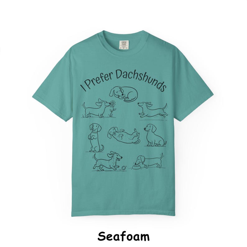 Camiseta "Eu Prefiro Dachshunds", Camiseta Comfort Colors para Cães, Camiseta com Poses Fofas de Dachshund, Presente Divertido para Mãe de Dachshund, Roupa Minimalista para Cães imagem 15