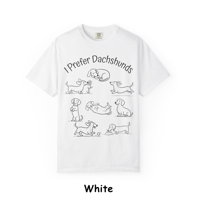 Camiseta "Eu Prefiro Dachshunds", Camiseta Comfort Colors para Cães, Camiseta com Poses Fofas de Dachshund, Presente Divertido para Mãe de Dachshund, Roupa Minimalista para Cães imagem 16