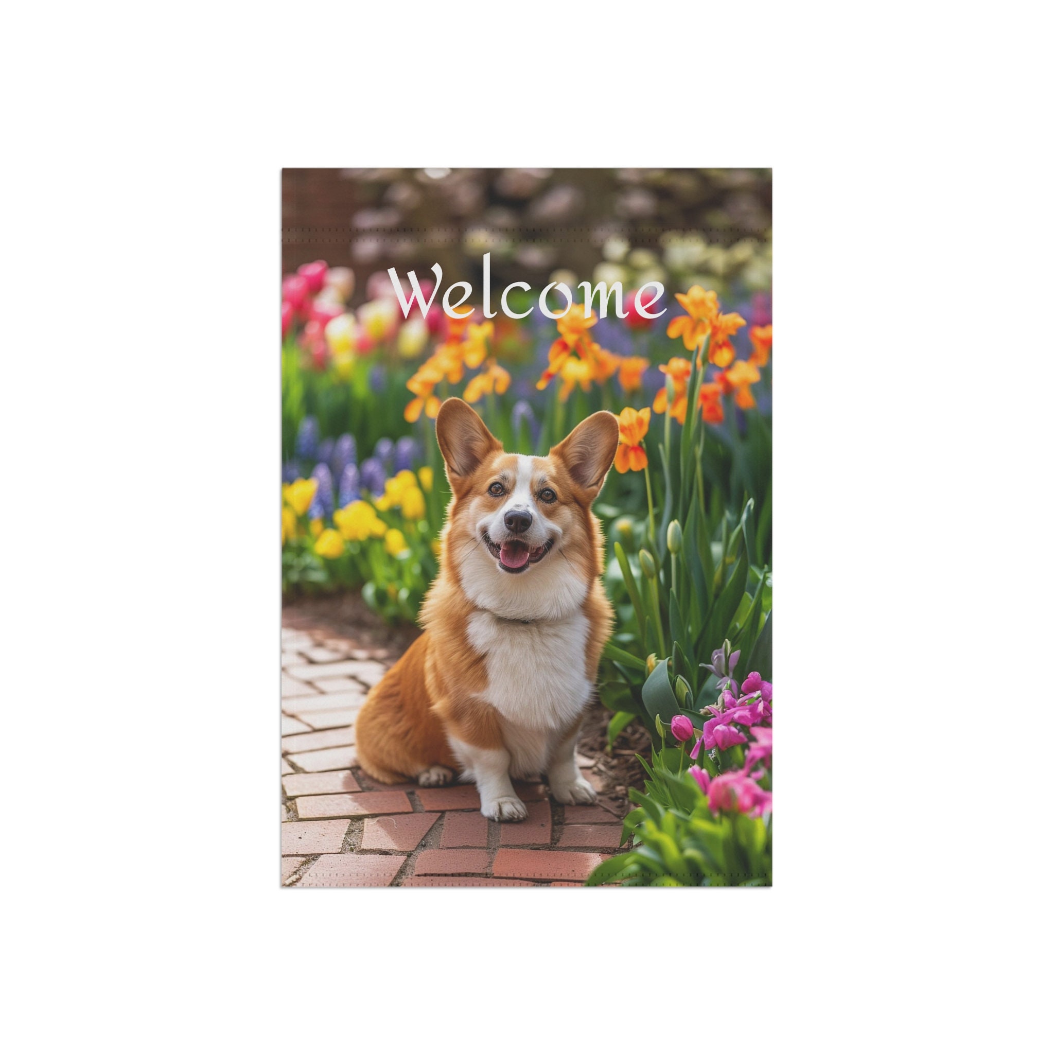 Cute Corgi Garden Flag, Dog Lover Garden Flag