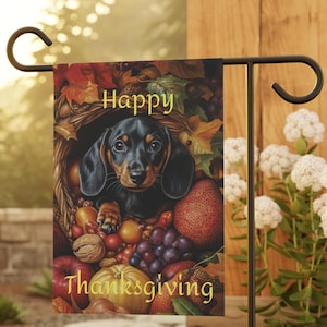 Dackel Herbst Garten Flagge, Herbst Garten Flagge Geschenk, Thanksgiving Abendessen Geschenk, Herbst Geschenk, Thanksgiving Rasen Flagge, Doxie Herbst Rasen Banner