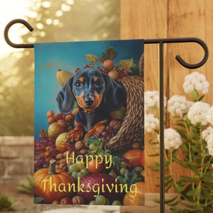 Dackel Herbst Garten Flagge, Herbst Garten Flagge Geschenk, Thanksgiving Abendessen Geschenk, Herbst Geschenk, Thanksgiving Rasen Flagge, Doxie Herbst Rasen Banner
