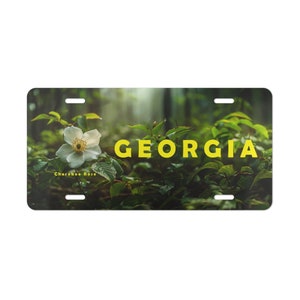 Georgia Vanity Plate, Cherokee Rose Plate, Cherokee Rosel Vanity License Plate Gift, Georgia State Flower Vanity Plate Gift image 2