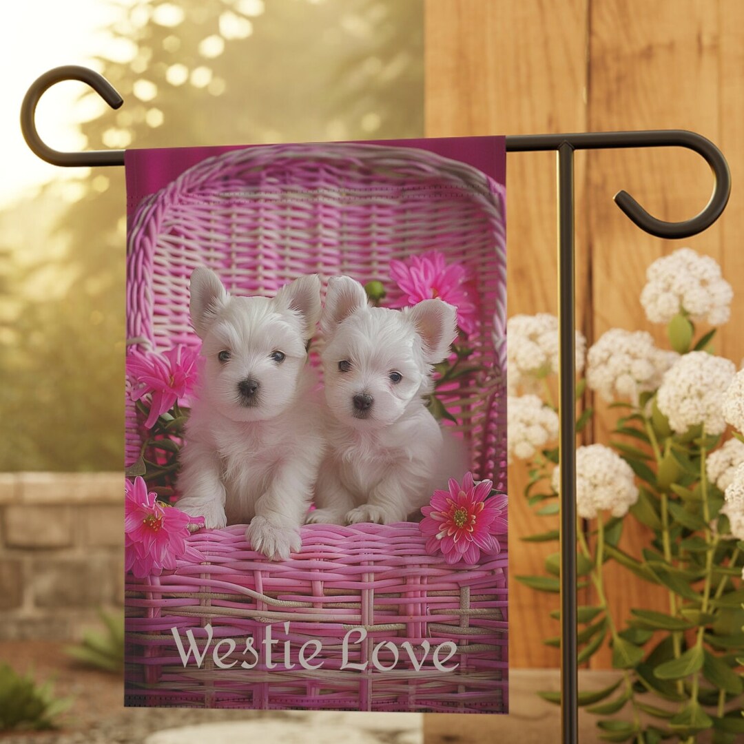 Westie Puppies Garden & House Banner, Westie Garden Flag, Westie Lover ...