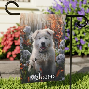 Chow Chow Puppy in Spring Garden & House Banner, Chow Chow Garden Flag, Chow Chow Lover Gift, Chow Chow Owner Gift