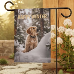 ゴールデン レトリバー ウィンター ガーデン & ハウス バナー、ゴールデン ウィンター ガーデン フラッグ、ゴールデン ガーデン フラッグ ギフト、ゴールデン ラバー ギフト、ゴールデン オーナー ギフト