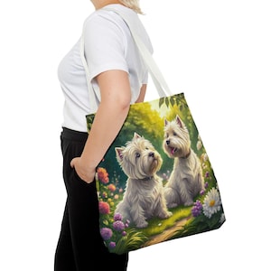 Two Westies Tote Bag, Three Sizes, Westie Owner Gift, Westie Lover Gift, Dog Lover Gift, Vet Gift, Dog Walker Gift, Pet Caregiver Gift
