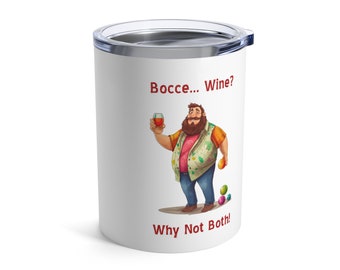 Bocce Wine Tumbler, 10oz, Bocce Lover Wine Tumbler, Bocce Lover Gift, Wine Lover Gift