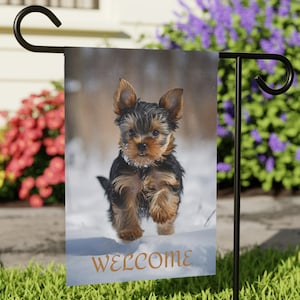 Yorkie Garden & House Banner, Yorkie Winter Garden Flag, Yorkie Lover Gift, Yorkie Owner Gift, Yorkie Garden Flag Gift, Dog Lover Gift