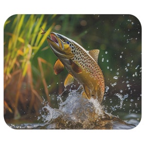 Brown Trout Mouse Pad (Rectangle), Fisherman Gift, Fisherwoman Gift, Nature Lover Gift, Outdoors Person Gift, Fly Fishing Lover Gift