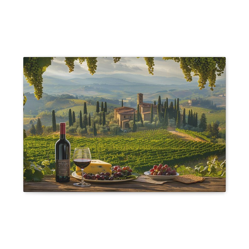 Italian Villa Terrace W/wine and Cheese, Livingroom Decor Gift ...