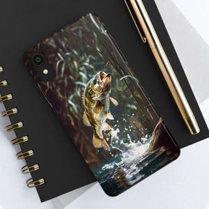 Jumping Bass iPhone and Samsung Tough Cases, Phone Case Gift for Fisherman, Fishing Phone Case Gift, Fisherwoman Phone Case Gift