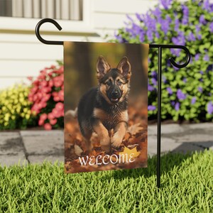 German Shepherd Fall Garden & House Banner, German Shepherd Fall Garden Flag, German Shepherd Puppy Lover Gift, German Shepherd Owner Gift