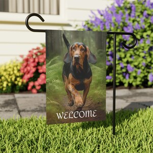 Black and Tan Bloodhound Garden & House Banner, Bloodhound Welcome Garden Flag, Bloodhound Lover Gift, Bloodhound Owner Gift
