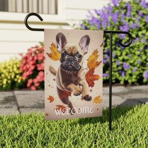 French Bulldog Garden & House Banner, Frenchy Fall Garden Flag, Frenchy Lover Gift, Frenchy Owner Gift, Frenchy Flag Gift, Dog Lover Gift