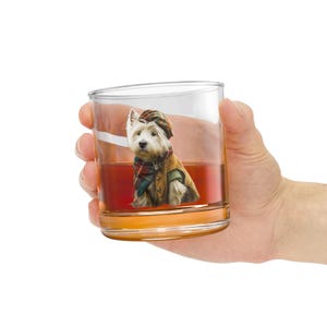 Whiskey Glass with West Highland White Terrier in Scottish Attire, Dog Lover Gift, Barware Decor, Drinking Glass, Unique Gift for Scotch