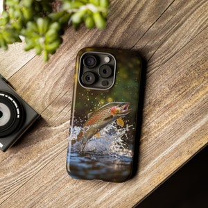 RainbowTrout Tough Phone Cases für iPhone, Samsung oder Google Pixel, Robuste Telefonhüllen, Robuste Telefonhülle Geschenk, Fliegenfischer Geschenk