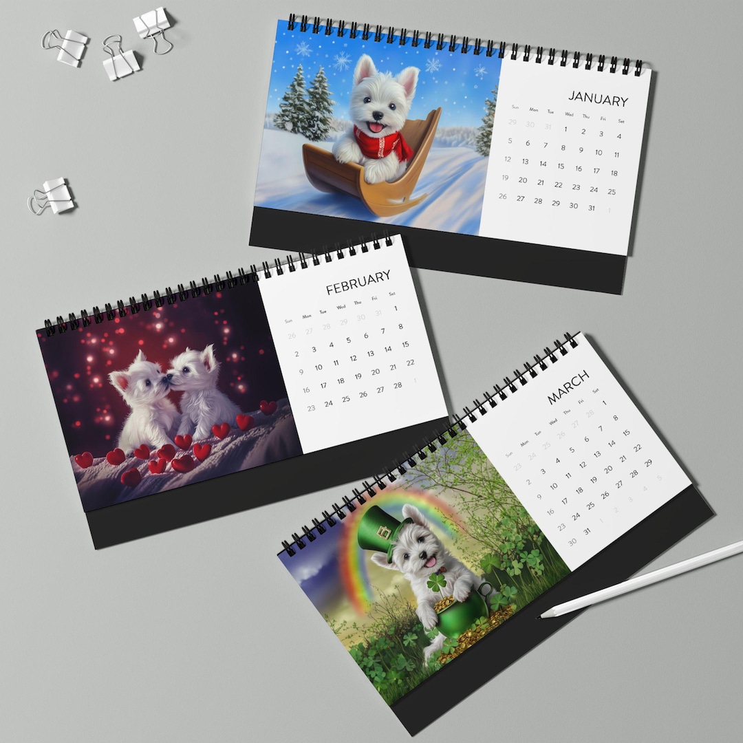 Westie Desk Calendar (2025), Westie Lover Gift, Westie Owner Gift