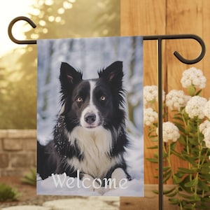 Border Collie Garden and House Banner, Border Collie Winter House Banner Gift, Border Collie Lover Gift, Border Collie Owner Gift