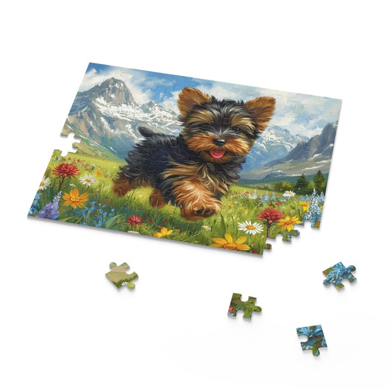 Playful Yorkie Puppy Puzzle 120, 252, 500piece, Yorkie Puzzle Gift