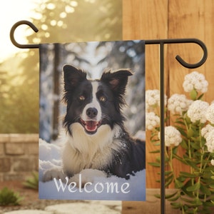 Border Collie Garden and House Banner, Border Collie Winter House Banner Gift, Border Collie Lover Gift, Border Collie Owner Gift