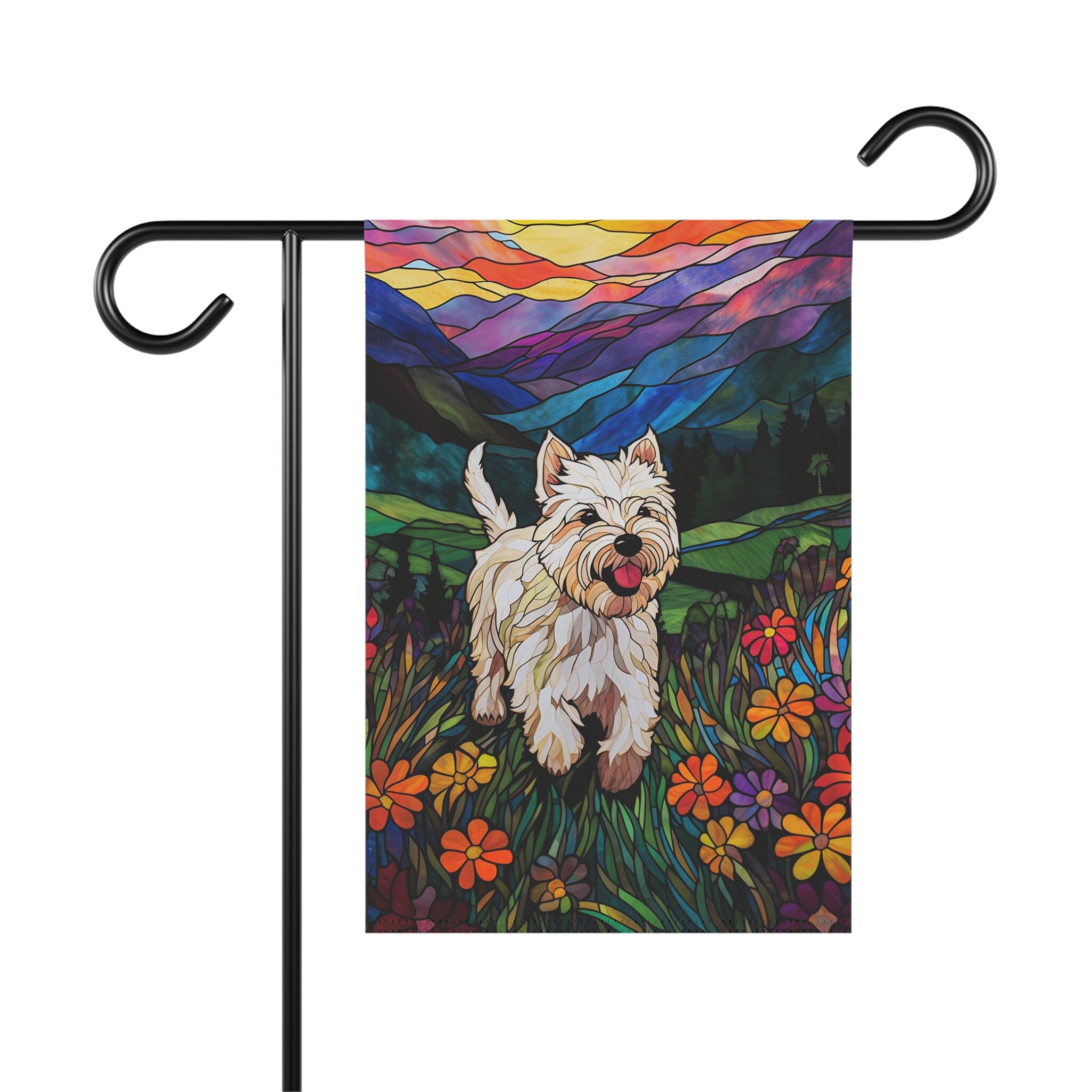 Westie Stained Glass Style Garden and House Banner, Westie House Banner ...