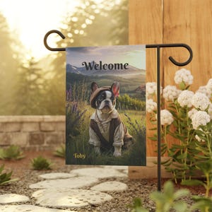 PERSONALIZED French Bulldog Garden Flag, French Bulldog Welcome Flag, Frenchie Lover Gift, Frenchie Owner Gift, Frenchie Flag