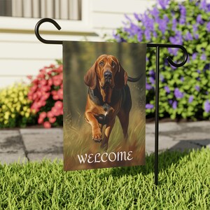 Black and Tan Bloodhound Garden & House Banner, Bloodhound Welcome Garden Flag, Bloodhound Lover Gift, Bloodhound Owner Gift