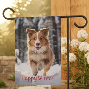 Shetland Sheepdog Welpen Winter Garten & Haus Banner, 30,5 x 45 cm, Sheltie Garten Flagge, Sheltie Garten Flagge Geschenk, Sheltie Liebhaber Geschenk