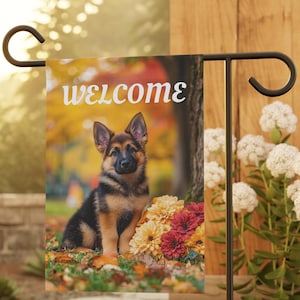 German Shepherd Fall Garden Flag, Shepherd Welcome Garden Flag Gift, Shepherd Lover Gift, Shepherd Fall Banner, Shepherd Fall Banner Gift